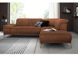 Ecksofa OTTO HOME "Caluna", braun (cognac), B:262cm H:97cm T:233cm, Luxus-Microfaser Vintageoptik (100% Polyester);Flachgewebe Mura: (100% Polyester);Luxus-Mikrofaser (90% Polyester, 10% Polyamid), Sofas, Ecksofa, Inkl.Sitztiefenverstellung, wahlweise mit Kopf- und Armteilverstellung