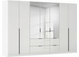 Drehtürenschrank OTTO HOME "Kleiderschrank Kleiderschränke Schrank Garderobe AGORDO mit Glasfront", weiß (alpinweiß, glas kristallweiß), B:315cm H:229cm T:54cm, Holzwerkstoff, Schränke, Drehtürenschrank, mit Außenschubkästen, in 7 Breiten und 2 Höhen MADE IN GERMANY