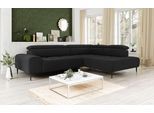 Ecksofa OTTO HOME "Theo L-Form, B: 298 cm", schwarz, B:298cm T:222cm, 100% Polyester (PES), Sofas, Ecksofa, mit Kopfteilverstellung, optional Sitztiefenverstellung