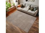 Teppich AYYILDIZ TEPPICHE "HELIX 2201 , auch als Läufer und Rund erhältlich", beige, B:160cm H:7mm L:230cm, Teppiche, Teppich, 3D-Effekt durch Cut-Loop-Webtechnik, Woll-Optik, Bouclé, Wohnzimmer
