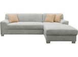 Ecksofa OTTO HOME "Lolland 241 x 146 cm, modern, mit Steppungen, mittelfester Sitz", grau (silber), B:241cm H:79cm T:146cm, 100% Polyester, Sofas, Ecksofa, mit Schlaffunktion, L-Form, aus Pet Friendly Bezug