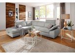 Ecksofa OTTO HOME "Mauritius L-Form", silber, B:276cm T:232cm, Struktur fein (100% Polyester);Luxus-Microfaser Lederoptik (100% Polyester);Soft clean (98% Polyester, 2% Polyamid), Sofas, Ecksofa, mit Ottomane, mit Kopfteil- und Armlehnverstellung