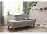 Recamiere OTTO HOME "Conville", grau, B:194cm H:84cm T:93cm, 100% Polyester, Sofas, Recamiere, incl. Kopfteilverstellung, Federkern, wahlweise mit Bettkasten