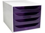 Exacompta Schubladenbox 4 Schubladen, Violett, A4/A4+ – Ablage für Schreibtisch & Büro