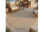 Outdoorteppich AYYILDIZ TEPPICHE "DESERT 1301 , auch als Läufer und Rund erhältlich", beige, H:5mm Ø:200cm, Polypropylen, Teppiche, Outdoorteppich, In und Outdoor, pflegeleicht, Wohnzimmer, Aussenbereich