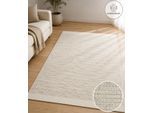Teppich OTTO HOME "Lirra, mit hohem Wollanteil, Wolle-Baumwoll-Mix", creme, B:300cm H:6mm L:400cm, Baumwolle, Kunstfaser, Wolle, Teppiche, Teppich, zeitloses Design, Webstruktur, Wohnzimmer, Schlafzimmer, Esszimmer