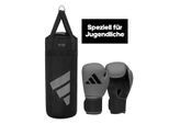Boxsack ADIDAS PERFORMANCE "adidas Youth Boxing Kit 04", schwarz, grau, Boxsäcke, B/H/L: 75cm, Logo, H:75cm Ø:30cm