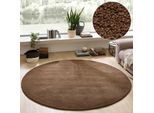 Wollteppich OTTO HOME "Gabbo Natur, Handgefertigt, Teppich, reine Wolle, meliert" Gr. 10, braun, H:14mm Ø:200cm, Wolle, Teppiche, reine Wolle, Uni, Wohnzimmer, Schlafzimmer, Esszimmer