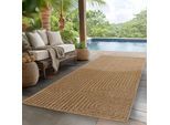 Outdoorteppich AYYILDIZ TEPPICHE "TIMBER 1404", beige, B:80cm H:5mm L:250cm, Polypropylen, Teppiche, Outdoorteppich, Läufer, Rund, In und Outdoor, Jute Sisal Optik, Wohnzimmer, Terasse