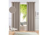 Vorhang OTTO HOME "Parry" Gr. 2, grau (kitt), B:140cm H:175cm, Polyester, Recyceltes Material, Gardinen, Vorhang, 2-er Set, blickdicht, monochrom, basic