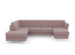 Wohnlandschaft SIT & MORE "Visby U-Form", rosa (altrosa), B:303cm H:87cm T:213cm, Sofas, Wohnlandschaft, Wahlweise mit Schlaffunktion und Stauraum, frei im Raum stellbar