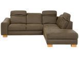 Ecksofa HOME AFFAIRE "Dundee L-Form", grün (olive), B:263cm H:86cm T:219cm, Luxus-Microfaser Lederoptik (100% Polyester), Sofas, Ecksofa, wahlweise mit Kopfteilverstellung und zusätzlich mit Schlaffunktion