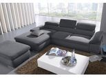 Ecksofa SIT & MORE "Valantine L-Form, B: 286 cm", grau (dunkelgrau), B:286cm H:73cm T:174cm, 100% Polyester;Luxus-Kunstleder/Struktur (88% Polyester, 12% Polyamid), Sofas, Ecksofa, mit Arm- & Kopfteilverstellung, optional mit Schlaffunktion