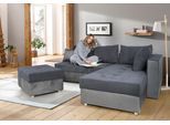 Ecksofa COLLECTION AB "Italia L-Form, B: 217 cm", grau (anthrazit), B:217cm H:42cm T:182cm, 100%Polyester, Sofas, Ecksofa, Schlaffunktion, Bettkasten & 1 Zierkissen, Federkern