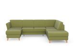 Wohnlandschaft SIT & MORE "Visby U-Form", grün, B:303cm H:87cm T:213cm, Sofas, Wohnlandschaft, wahlweise mit Schlaffunktion und Stauraum, frei im Raum stellbar