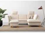 Ecksofa HOME AFFAIRE "Trelleborg L-Form", beige (creme), B:252cm H:86cm T:213cm, 100% Polyester, Sofas, Ecksofa, optional Schlaffunktion und Bettkasten, inkl. Federkern-Polsterung
