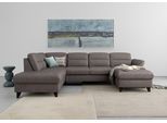 Wohnlandschaft SIT & MORE "Mellum U-Form", grau (anthrazit), B:306cm H:87cm T:212cm, 100% Polyester, Sofas, Wohnlandschaft, Federkern, wahlweise mit Schlaffunktion, Stauraum und Armteilfunktion