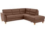 Ecksofa HOME AFFAIRE "Palmera L-Form, B: 236 cm", braun (haselnuss), B:236cm H:89cm T:212cm, 100% Polyester;Struktur (100% Polyester);Luxus-Microfaser in Lederoptik (100% Polyester), Sofas, Ecksofa, optional Schlaffunktion & Bettkasten, Federkern