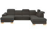 Wohnlandschaft HOME AFFAIRE "Dundee U-Form", grau (anthrazit), B:338cm H:86cm T:219cm, Struktur fein (100% Polyester), Sofas, Wohnlandschaft, wahlweise mit Kopfteilverstellung und zusätzlich mit Schlaffunktion