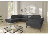 Wohnlandschaft SIT & MORE "Morris Jubi U-Form, B: 300 cm", grau (dunkelgrau), B:300cm H:83cm T:202cm, 95% Polyester, 5% Polyamid, Sofas, Wohnlandschaft, mit Armteilfunktion & 1 Zierkissen, optional Schlaffunktion