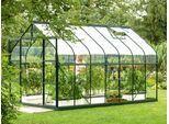 Gewächshaus VITAVIA "Dione 11500 smaragd", grün (dunkelgrün), B:264cm H:2.661cm T:445cm, Gewächshäuser, Gewächshaus, inkl. Fundamentrahmen, Dachlüfter und Min-Max-Thermometer