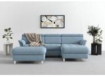 Ecksofa SIT & MORE "Marano L-Form", blau (hellblau), B:257cm T:166cm, 98% Polyester, 2% Polyamid, Sofas, Ecksofa, inklusive Kopfteilverstellung, optional Schlaffunktion & Bettkasten