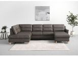 Wohnlandschaft SIT & MORE "Farö U-Form", braun, B:325cm H:90cm T:187cm, Sofas, Wohnlandschaft, inklusive Federkern, wahlweise mit Schlaffunktion und Bettkasten