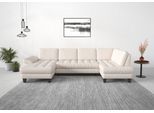 Wohnlandschaft SIT & MORE "Westham U-Form", beige (creme), B:338cm H:88cm T:172cm, 100% Polyester, Sofas, Wohnlandschaft, wahlweise mit Schlaffunktion, Bettkasten, Sitztiefenverstellung