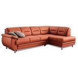 Ecksofa SIT & MORE "Mailand L-Form, B: 250 cm, Komfortsitzhöhe 46 cm", orange (terrakotta), B:250cm H:85cm T:164cm, Luxus-Kunstleder;Kunstleder Softlux;NaturLEDER (echtes Rindleder)/Korpus passendes Kunstleder Softlux;Luxus-Microfaser Altara Nubuck (100% Polyester), Sofas, Ecksofa, mit Schlaffunktion, Eckcouch in Kunstleder & Stoff