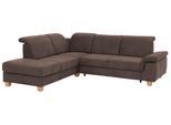 Ecksofa HOME AFFAIRE "Dalia L-Form", braun (nuss), B:256cm T:221cm, Luxus-Microfaser Florence (100% Polyester);Luxus-Microfaser weich (90% Polyester, 10% Polyamid);Webstoff (100% Polyester), Sofas, Ecksofa, mit Federkernpolsterung, wahlweise mit Schlaffunktion, Bettkasten