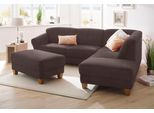 Ecksofa OTTO HOME "Gotland L-Form", braun (dunkelbraun), B:257cm H:84cm T:212cm, Struktur (100% Polypropylen);Luxus-Microfaser ALTARA NUBUCK (100% Polyester);90% Polyester/10% Polyamid Luxus-Microfaser (100% Polyester), Sofas, Ecksofa, wahlweise mit Sitztiefenverstellung + Bettkasten