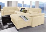Wohnlandschaft SIT & MORE "Ascara U-Form", beige (creme), B:312cm H:85cm T:204cm, NaturLeder in Sitz und Rücken, Korpus ist mit passendem Kunstleder bezogen.;Luxus-Microfaser (100% Polyester);Softlux-Kunstleder;Primabelle-Microfaser (100% Polyester), Sofas, Wohnlandschaft, inklusive Boxspring/Federkern-Polsterung, wahlweise mit Schlaffunktion