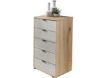Schubkastenkommode WIEMANN "Cardiff Sideboard, Wäscheschrank, teilmassiv Bianco-Eiche, Schubladen", braun, B:40cm, Sideboards, Schubkastenkommode, Schubkästen inklusive Selbsteinzug und Dämpfung