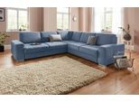 Ecksofa SIT & MORE "Santorini L-Form", blau, B:276cm H:82cm T:271cm, Struktur (100% Polyester);Struktur fein (95% Polyester, 5% Polyamid), Sofas, Ecksofa, mit Federkern und Sitztiefenverstellung, wahlweise mit Schlaffunktion