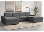 Wohnlandschaft SIT & MORE "Moreno U-Form, B: 309 cm", grau (dunkelgrau), B:309cm H:82cm T:171cm, 95% Polyester, 5% Polyamid, Sofas, Wohnlandschaft, mit Armteilverstellung, optional Schlaffunktion