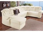 Wohnlandschaft SIT & MORE "Bellevue U-Form", weiß (altweiß), B:327cm H:94cm T:217cm, PRIMABELLE-Microfaser (100% Polyester);SOFTLUX-Kunstleder;NaturLEDER (echtes Rindsleder), Sofas, Wohnlandschaft, wahlweise mit Schlaffunktion