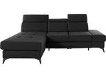 Ecksofa OTTO HOME "Cardiz L-Form", grau (anthrazit), B:246cm H:83cm T:173cm, Webstoff (100% Polyester);Luxus-Microfaser Paris (90% Polyester/10% Polyamid);Struktur fein (100% Polyester);Samtoptik (100% Polyester), Sofas, Ecksofa, inkl.Kopfteilverstellung und Federkern wahlweise mit Schlaffunktion