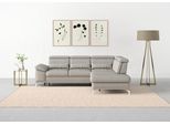 Ecksofa SIT & MORE "Cabrio L-Form, B: 274 cm, mit Sitztiefen-, Arm- & Kopfteilverstellung", grau (hellgrau), B:274cm H:87cm T:230cm, Sofas, Ecksofa, 3 Nierenkissen, Federkern, optional Schlaffunktion und Stauraum