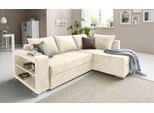 Ecksofa COLLECTION AB "John L-Form, B: 226 cm", beige (natur), B:226cm H:85cm T:160cm, Microfaser PRIMABELLE (100% Polyester);Zierkissen: 100% Polyester;Luxus-Microfaser 1 (100% Polyester);Luxus-Microfaser 2 (100% Polyester), Sofas, Ecksofa, Schlaffunktion, Bettkasten, Regalelement & 2 Zierkissen, Federkern