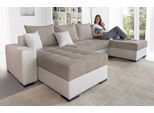 Wohnlandschaft COLLECTION AB "Josy XL U-Form, B: 313 cm in Cord, Cord-Mix", grau (taupe, hellgrau), B:313cm H:84cm T:161cm, 100% Polyester, Sofas, Wohnlandschaft, Schlaffunktion, Bettkasten & 2 Zierkissen, Federkern