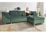 Ecksofa COLLECTION AB "Sally L-Form, B: 256 cm", grün, B:256cm H:87cm T:165cm, Microfaser PRIMABELLE (100% Polyester) / Struktur (80% Polyester, 20% Acryl);Struktur (80% Polyester, 20% Acryl);Kunstleder SOFTLUX / Struktur (80% Polyester, 20% Acryl);Microfaser PRIMABELLE (100% Polyester) / Cord (100% Polyester), Sofas, Ecksofa, 1 Zierkissen, optional Schlaffunktion & Bettkasten
