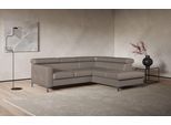 Ecksofa COTTA "Sammy L-Form", grau (stone), B:239cm H:74cm T:207cm, Microfaser Primabelle (100% Polyester);Die Rückseite und die Liegefläche der Bettfunktion in NaturLEDER ist mit schwarzem Spannstoff bezogen, Sofas, Ecksofa, mit Kopfteilverstellung, wahlweise mit Schlaffunktion & Bettkasten