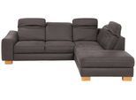 Ecksofa HOME AFFAIRE "Dundee L-Form", grau (anthrazit), B:263cm H:86cm T:219cm, Luxus-Microfaser Lederoptik (100% Polyester), Sofas, Ecksofa, wahlweise mit Kopfteilverstellung und zusätzlich mit Schlaffunktion