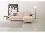 Ecksofa OTTO HOME "Westerland L-Form", beige (creme), B:252cm H:90cm T:162cm, 100% Polyester, Sofas, Ecksofa, Federkern-Polsterung, wahlweise mit Schlaffunktion, Bettkasten