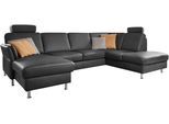 Wohnlandschaft DIE PLANBAR "PN-EM18013 U-Form, mit Kopfstützen", grau (anthrazit), B:305cm H:100cm T:200cm, Sofas, Wohnlandschaft, wahlweise mit Schlaffunktion und Stauraum