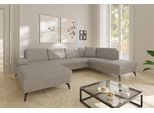 Wohnlandschaft SIT & MORE "Morris Jubi U-Form, B: 300 cm, Armteilverstellung", beige (nature), B:300cm H:83cm T:202cm, 100% Polyester, Sofas, Wohnlandschaft, optional mit Bettfunktion, 1 Zierkissen, komfortable Sitzhöhe 44 cm