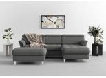 Ecksofa SIT & MORE "Marano L-Form", grau (steel), B:257cm T:166cm, 100% Polyester, Sofas, Ecksofa, inklusive Kopfteilverstellung, optional Schlaffunktion & Bettkasten