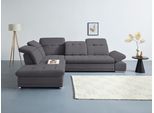 Ecksofa COTTA "Holiday L-Form mit Sitztiefen-, Armteil- und Kopfteilverstellung", grau (stone), B:310cm H:86cm T:265cm, 90% Polyester, 10% Polyamid, Sofas, Ecksofa, wahlweise mit Schlaffunktion & Bettkasten