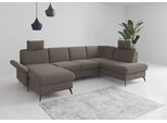 Wohnlandschaft OTTO HOME "Rochelle", braun (schlamm), B:314cm H:93cm T:195cm, 100% Polyester, Sofas, Wohnlandschaft, wahlweise mit Schlaffunktion, Bettkasten und Armteilverstellung