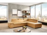 Ecksofa SIT & MORE "Valantine L-Form, B: 272 cm, Leder, mit Arm- und Kopfteilverstellung", gelb (curry), B:272cm H:73cm T:226cm, NaturLEDER;Spannstoff, Sofas, Ecksofa, mit Schlaffunktion, Komfortsofa, modern